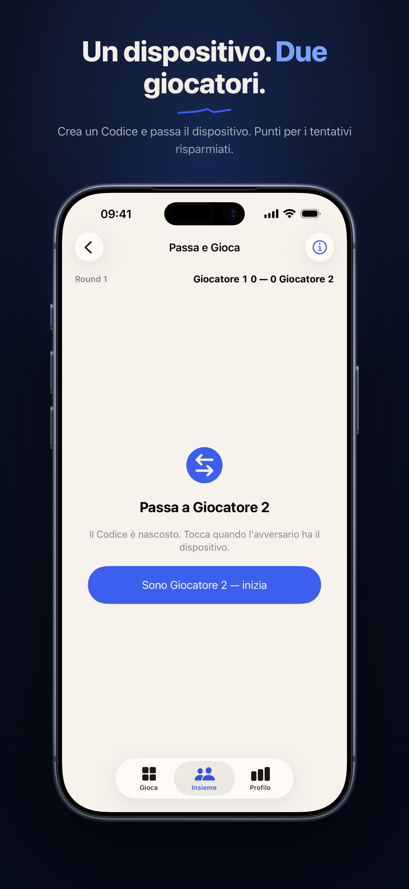 La schermata di Passa e Gioca che tiene segreta la cifra