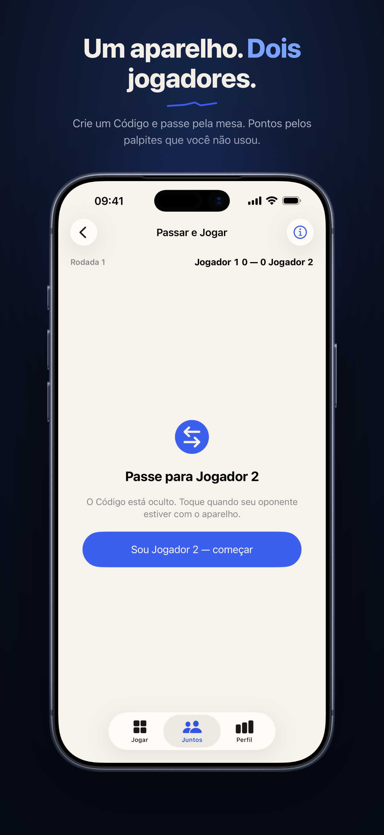 A tela de Passar e Jogar que mantém a cifra em segredo